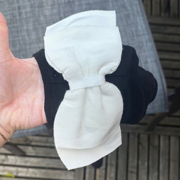 Ted Baker London Black Fitted T-Shirt Large White Bow Shoulder Detail - Picture 9 of 11